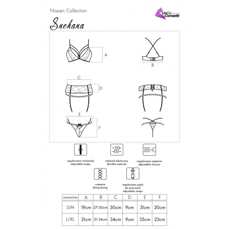 LIVCO CORSETTI FASHION - SNEHANA LC 90443 REGGISENO + GIARRETTIERA + SLIP NERO