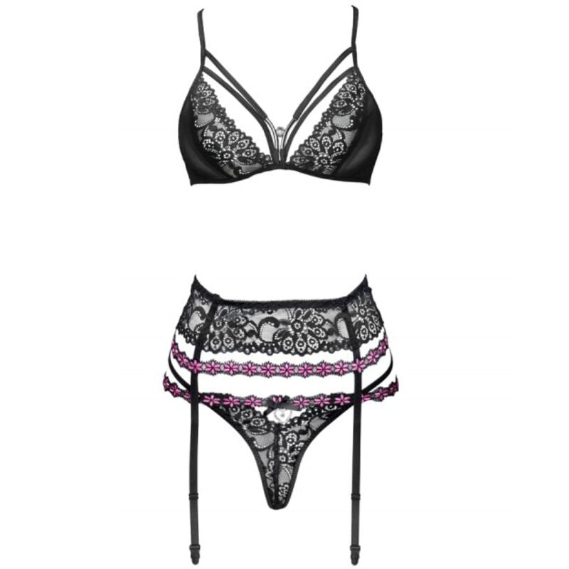 LIVCO CORSETTI FASHION - SNEHANA LC 90443 REGGISENO + GIARRETTIERA + SLIP NERO