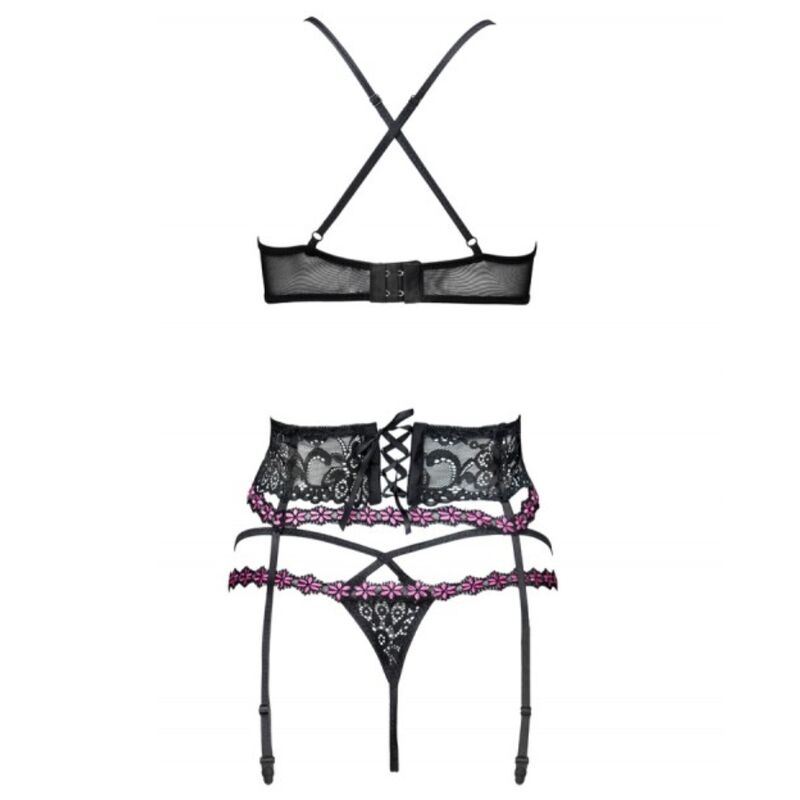 LIVCO CORSETTI FASHION - SNEHANA LC 90443 REGGISENO + GIARRETTIERA + SLIP NERO