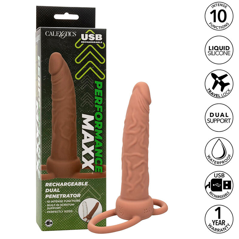 CALEXOTICS - PERFORMANCE MAXX RICARICABILE DUAL PENETRATOR BROWN SKIN