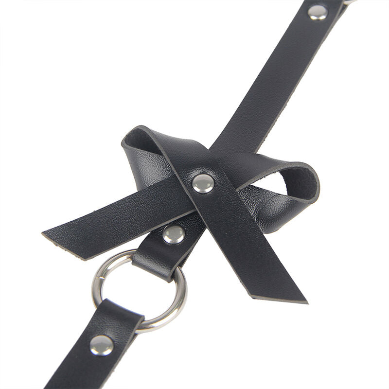 SUBBLIME - IMBRACATURA IN PELLE CON CATENA NERA TAGLIA UNICA
