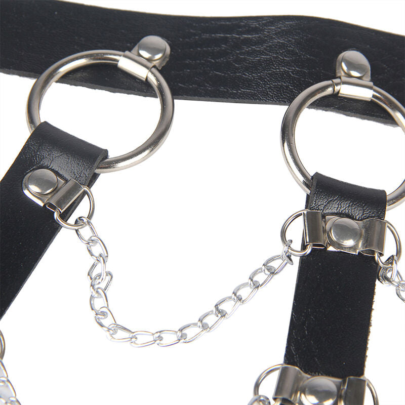 SUBBLIME - IMBRACATURA PER IL PETTO IN PELLE CON CATENE NERA TAGLIA UNICA