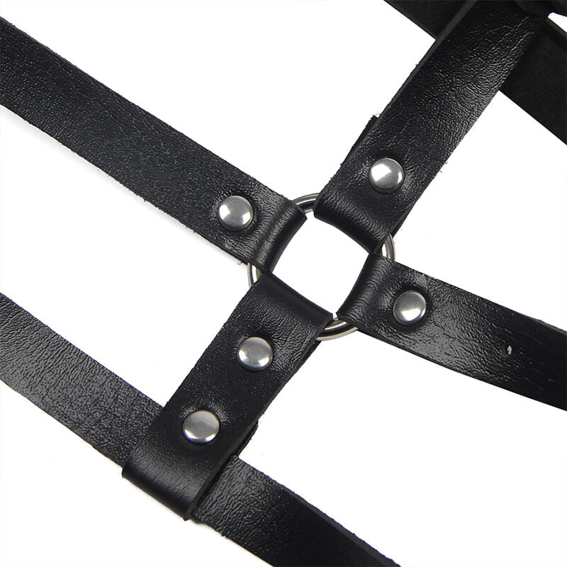 SUBBLIME - IMBRACATURA IN PELLE CON ANELLI NERA TAGLIA UNICA