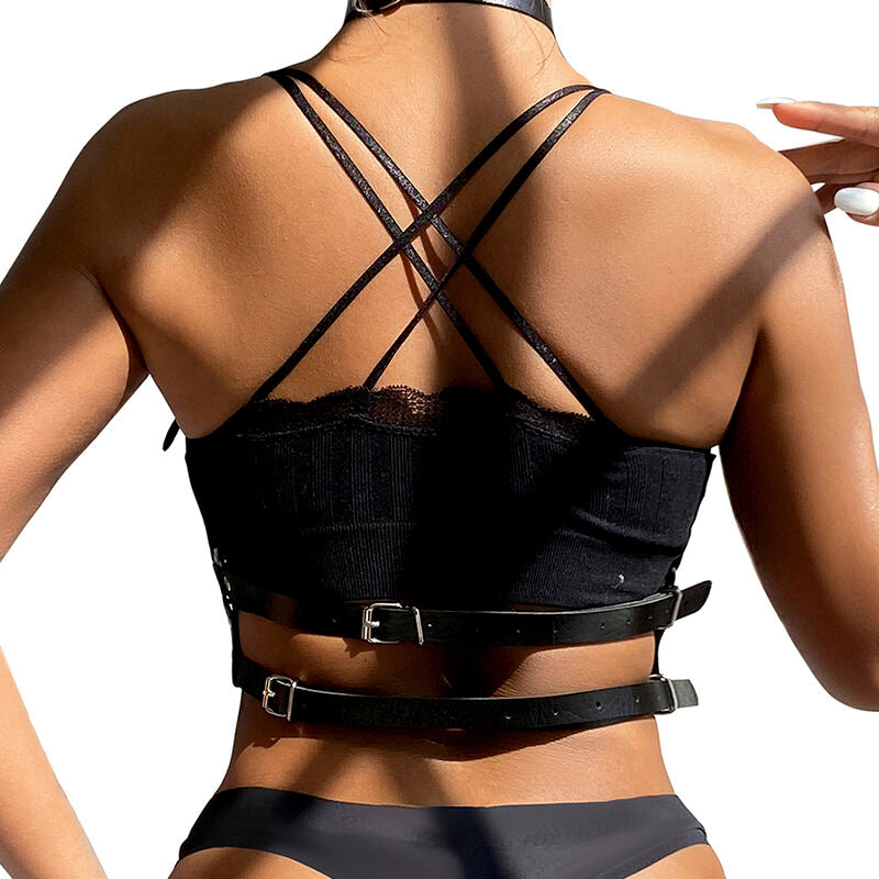 SUBBLIME - IMBRACATURA IN PELLE CON ANELLI NERA TAGLIA UNICA