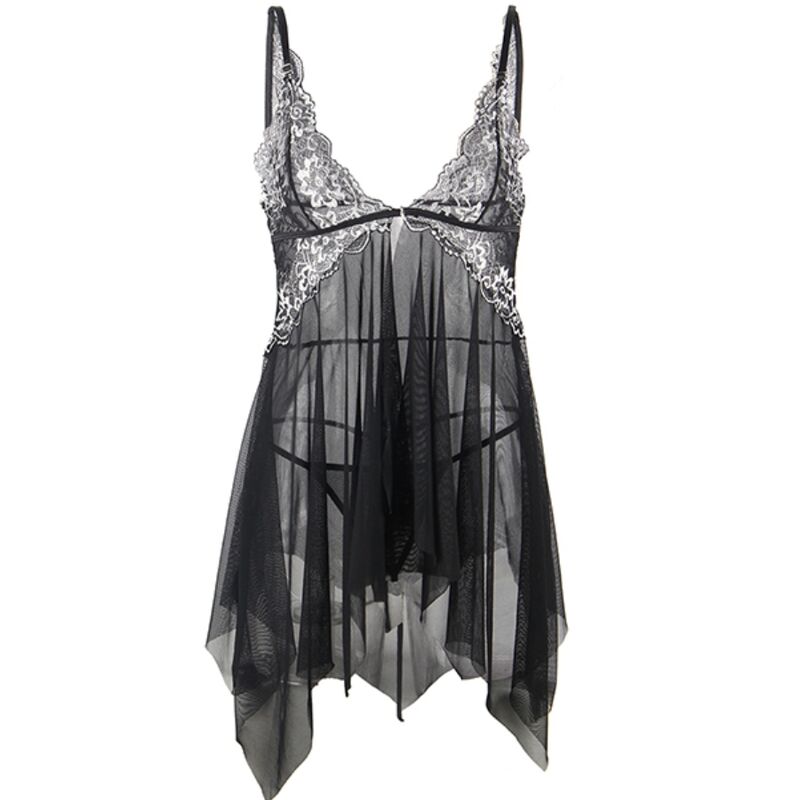 SUBBLIME - BABYDOLL TESSUTO TULLE SENO PIZZO L/XL