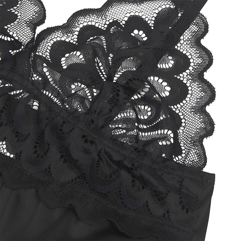 SUBBLIME - BABYDOLL CON STAMPA FLOREALE SUL PETTO NERO L/XL