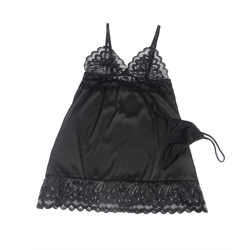 SUBBLIME - BABYDOLL CON STAMPA FLOREALE SUL PETTO NERO L/XL