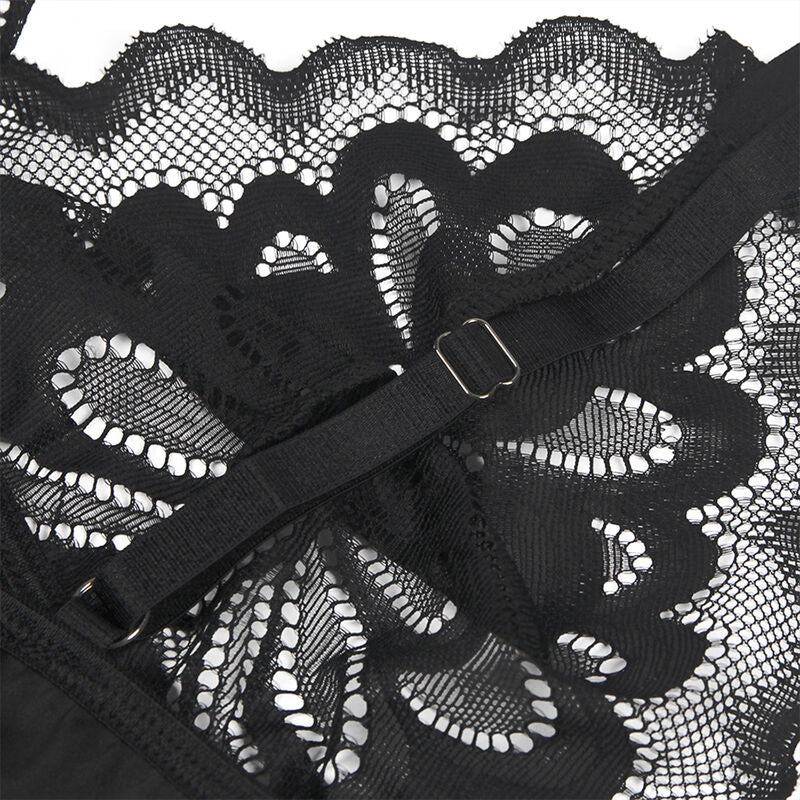SUBBLIME - BABYDOLL CON STAMPA FLOREALE SUL PETTO NERO L/XL