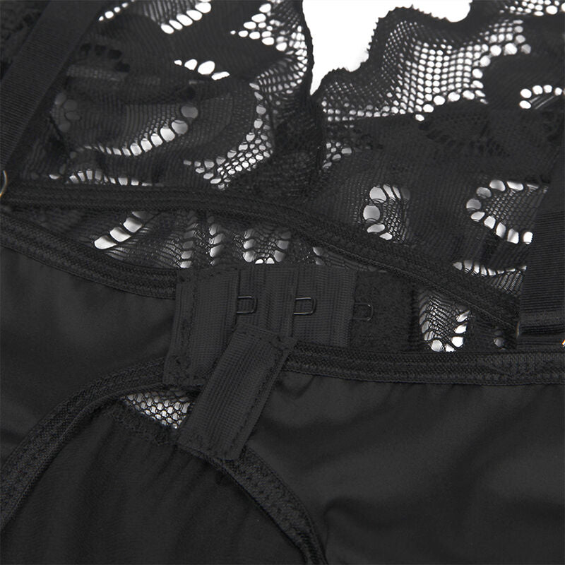 SUBBLIME - BABYDOLL CON STAMPA FLOREALE SUL PETTO NERO L/XL