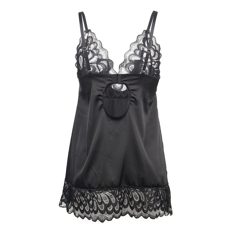 SUBBLIME - BABYDOLL CON STAMPA FLOREALE SUL PETTO NERO L/XL
