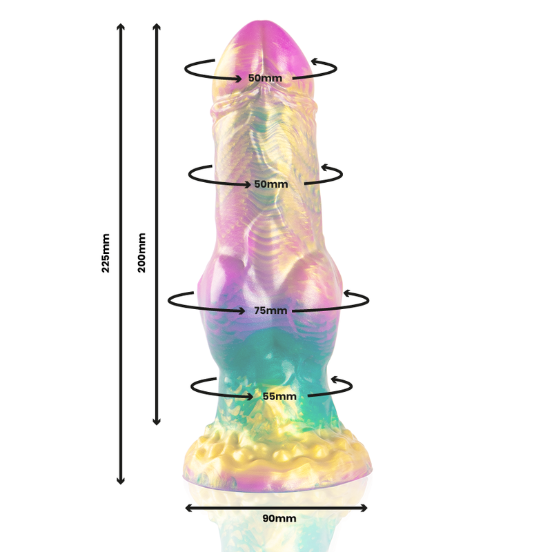 Dildo in silicone Iris con palline arcobaleno – 22,5 cm × 7,5 cm – EPIC