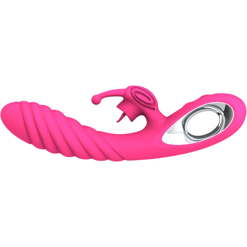 ARMONY - VIBRATORE VICKY RABBIT CON LINGUA E ANELLO TIRANTE FUCSIA