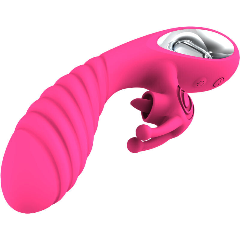 ARMONY - VIBRATORE VICKY RABBIT CON LINGUA E ANELLO TIRANTE FUCSIA