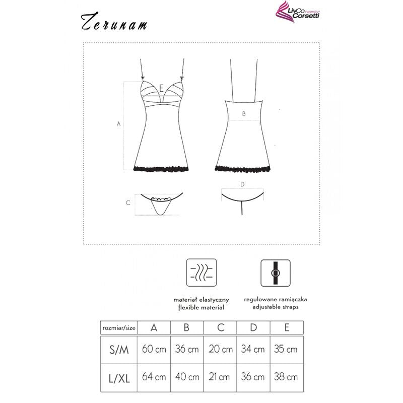 LIVCO CORSETTI FASHION - ZERUNAM SET BABYDOLL + PERIZOMA NERO