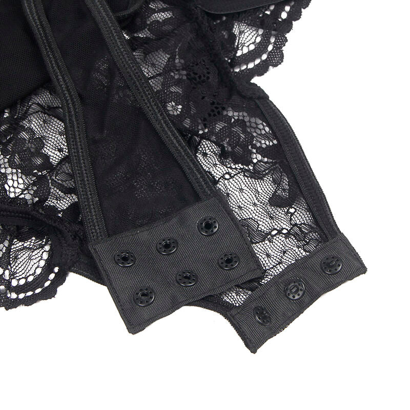 SUBBLIME - TEDDY CON GIARRETTIERA CON DETTAGLIO IN PIZZO E STRISCE NERO L/XL