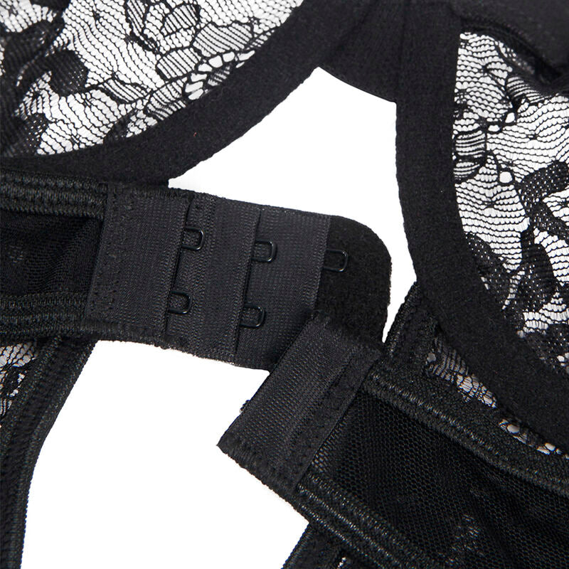 SUBBLIME - TEDDY CON GIARRETTIERA CON DETTAGLIO IN PIZZO E STRISCE NERO L/XL