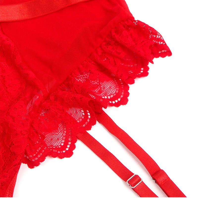 SUBBLIME - TEDDY CON GIARRETTIERA CON DETTAGLIO IN PIZZO E STRISCE ROSSO L/XL