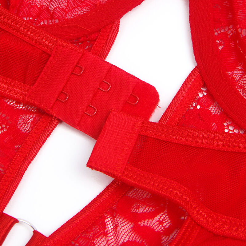 SUBBLIME - TEDDY CON GIARRETTIERA CON DETTAGLIO IN PIZZO E STRISCE ROSSO L/XL