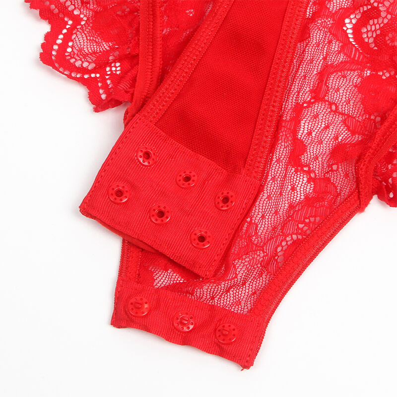 SUBBLIME - TEDDY CON GIARRETTIERA CON DETTAGLIO IN PIZZO E STRISCE ROSSO L/XL