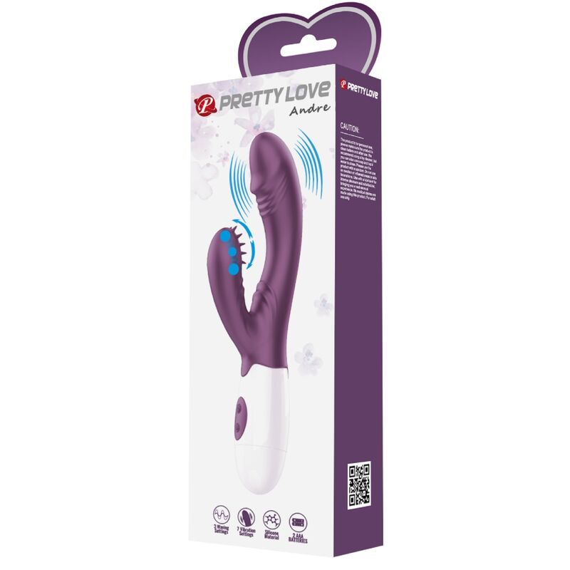 PRETTY LOVE - VIBRATORE ANDRE RABBIT E STIMOLATORE DEL PUNTO G VIOLA