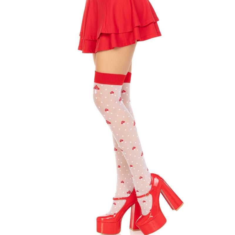 LEG AVENUE - CALZINI ALTI MUSHROOM ROSSI/BIANCO