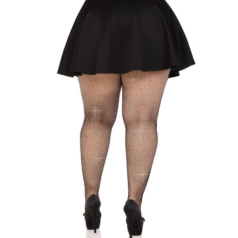 LEG AVENUE - CALZE A RETE CRISTALLIZZATA CARAMELLO TAGLIE FORTI
