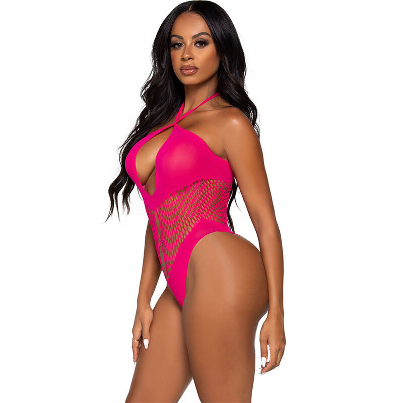 LEG AVENUE - BODY CON SCOLLO APERTO E INCROCIATO FUCSIA