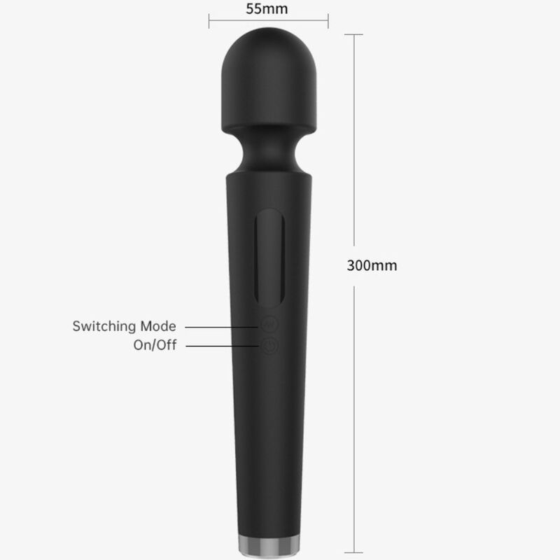 Massaggiatore a bacchetta in silicone impermeabile X Power Large - Nero - ARMONY