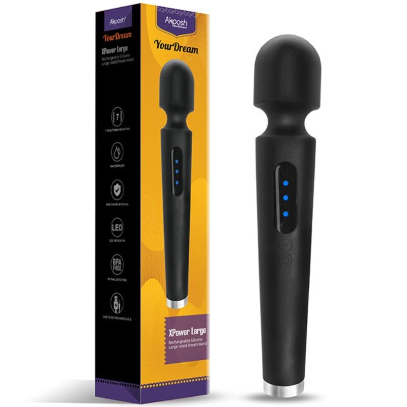 Massaggiatore a bacchetta in silicone impermeabile X Power Large - Nero - ARMONY