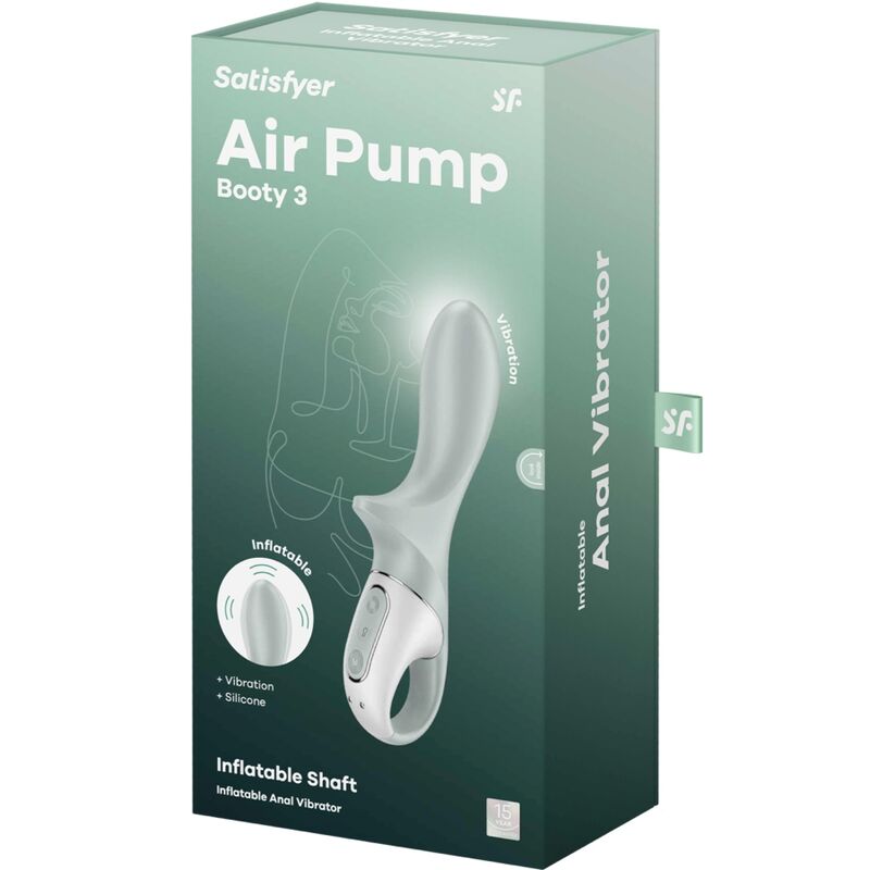 SATISFYER - AIR PUMP BOOTY 3 VIBRATORE ANALE GONFIABILE GRIGIO-VERDE