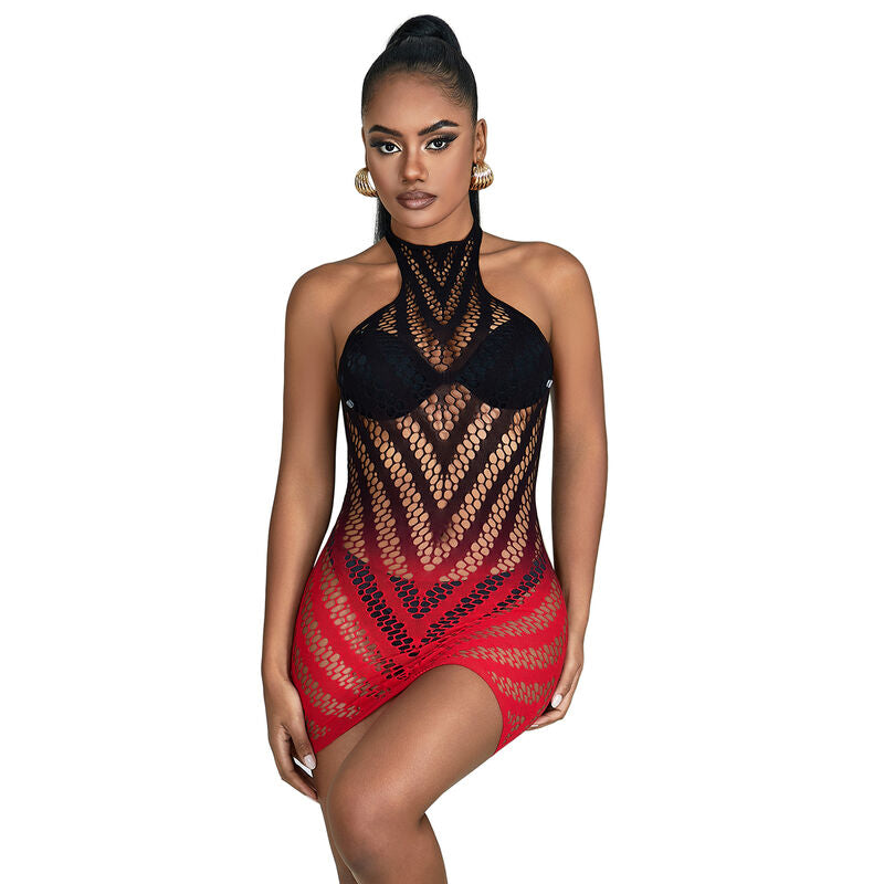 SUBBLIME - 952242 ABITO IN RETE ELASTICA DEGRADATA ROSSO E NERO TAGLIA UNICA