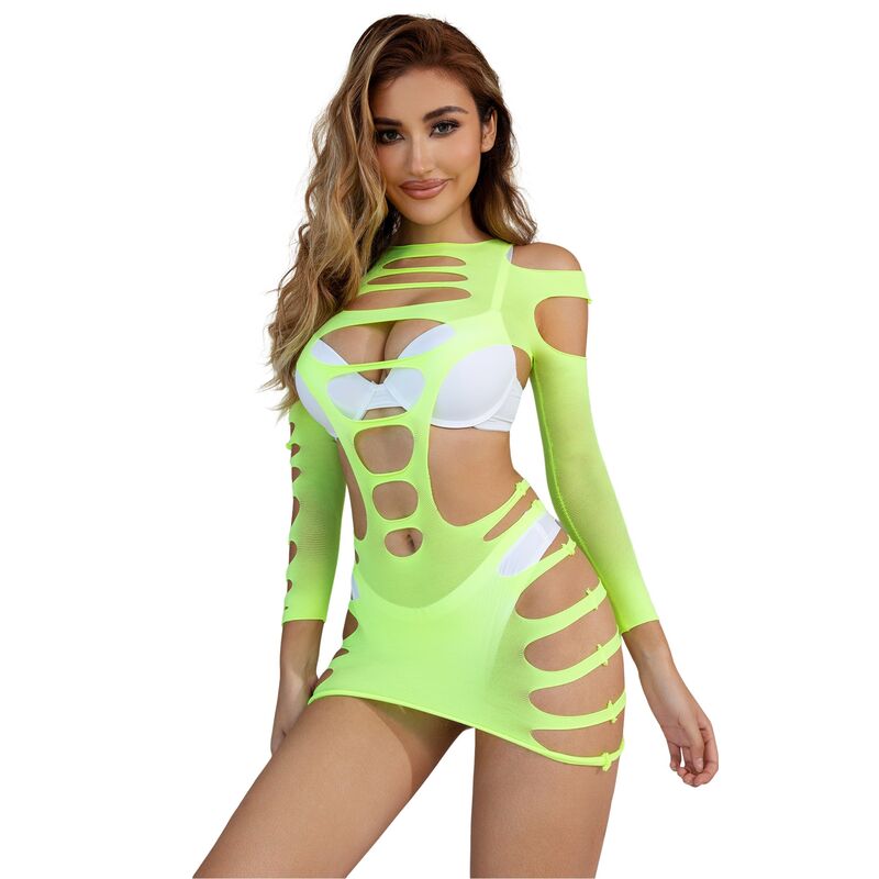 SUBBLIME - 952280 ABITO A RETE ELASTICA A MANICHE LUNGHE VERDE TAGLIA UNICA