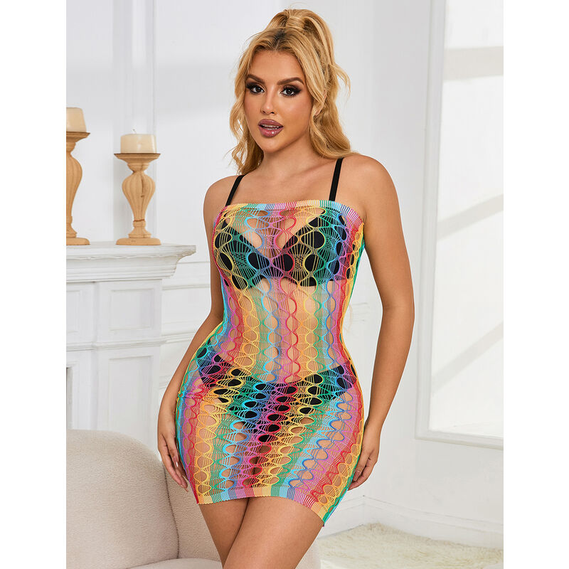 SUBBLIME - 952365 ABITO A RETE CON SPALLE NUDE ARCOBALENO TAGLIA UNICA