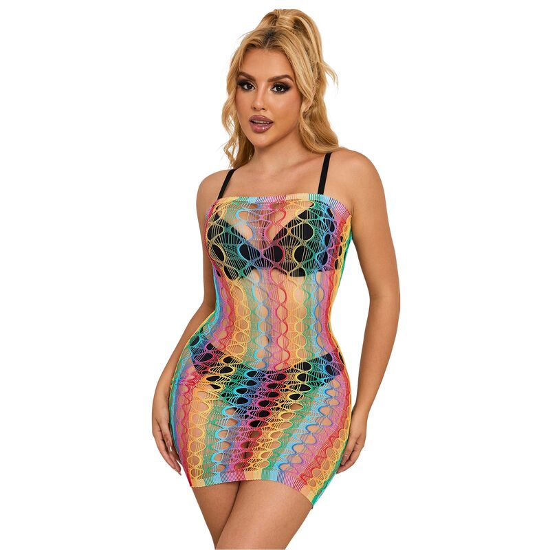SUBBLIME - 952365 ABITO A RETE CON SPALLE NUDE ARCOBALENO TAGLIA UNICA