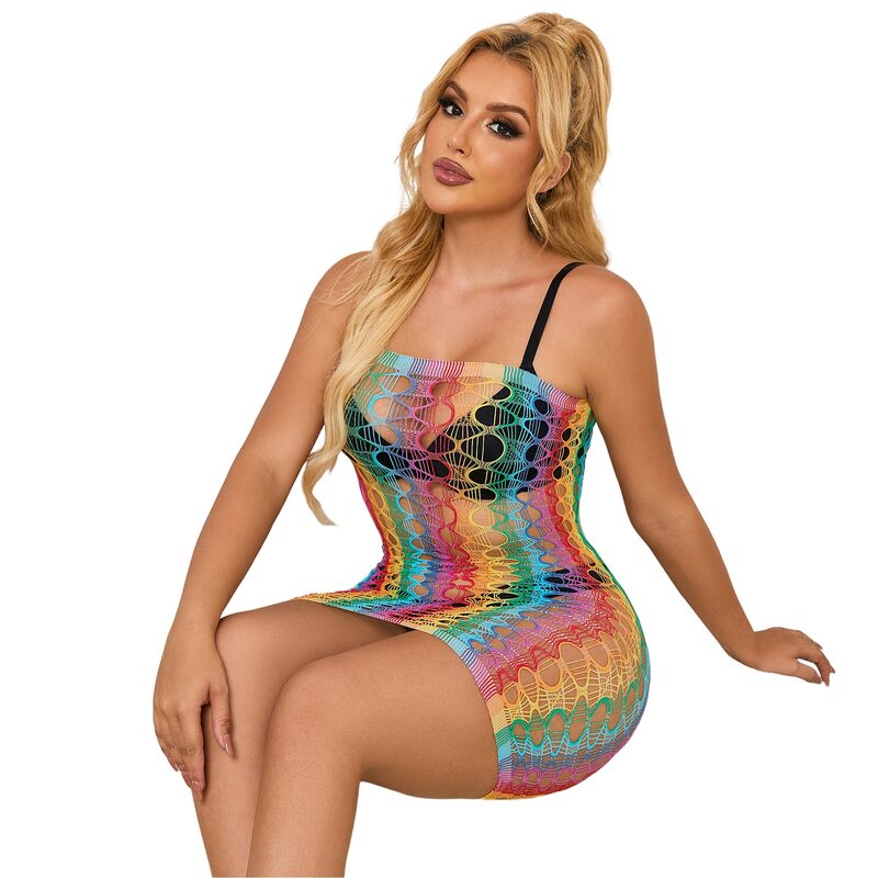 SUBBLIME - 952365 ABITO A RETE CON SPALLE NUDE ARCOBALENO TAGLIA UNICA
