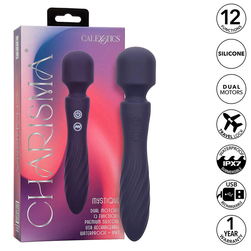 CALEXOTICS - MASSAGGIATORE CHARISMA MYSTIQUE DOPPIO MOTORE 12 FUNZIONI 20,5 CM X 4,5 CM VIOLA