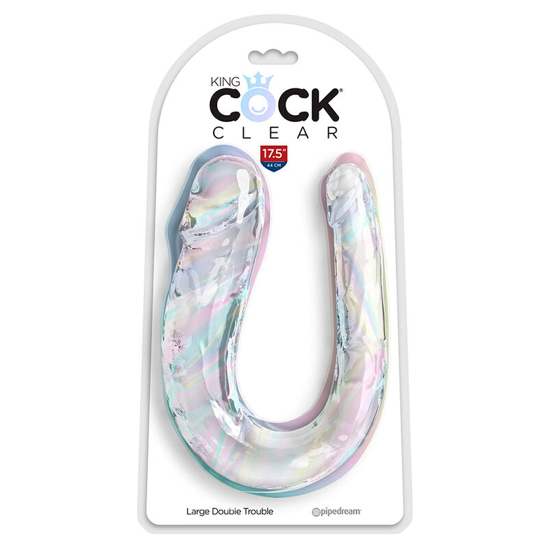 KING COCK - DOPPIO DILDO DOPPIO TROUBLE 44 CM TRASPARENTE