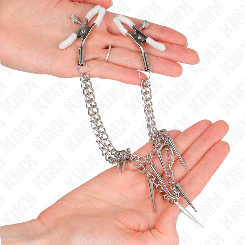 Morsetti per capezzoli con punte e catena 30 cm – KINK