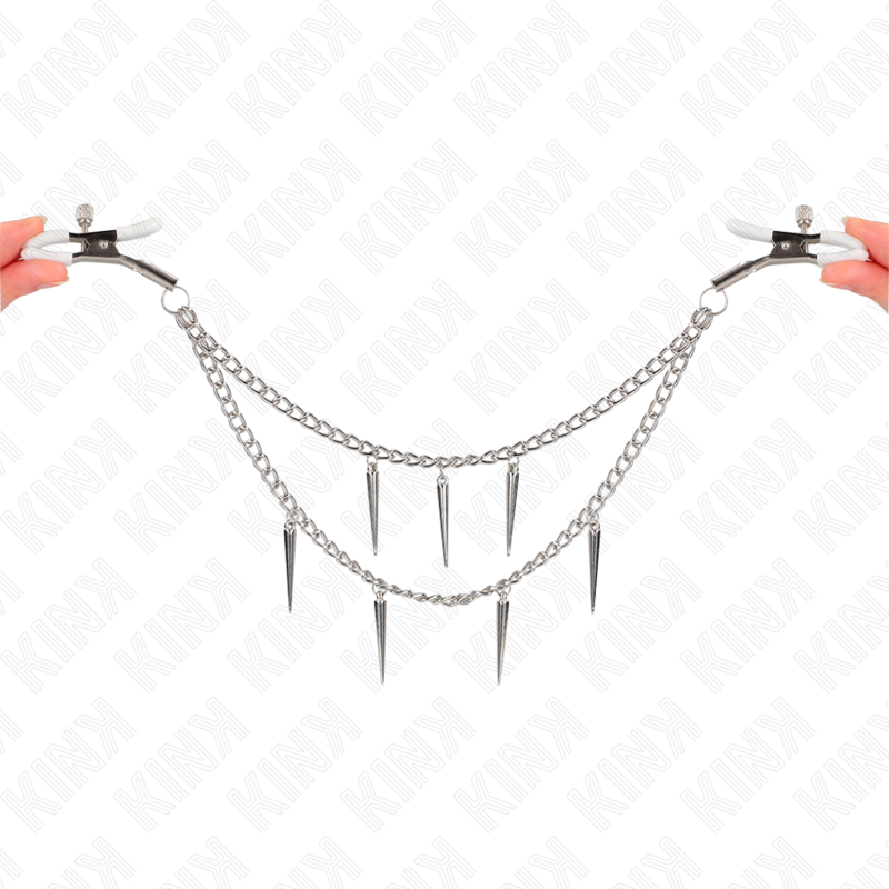 Morsetti per capezzoli con punte e catena 30 cm – KINK
