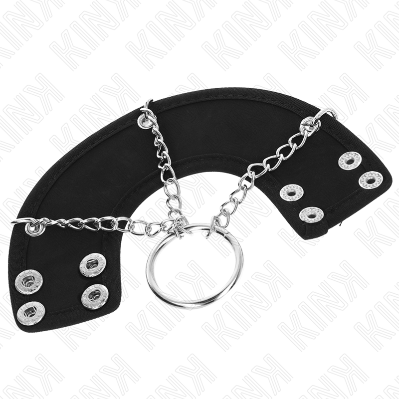 KINK - ANELLO PER PENE 4 CM CATENA 7 CM METALLO CON CINTURA IN PELLE