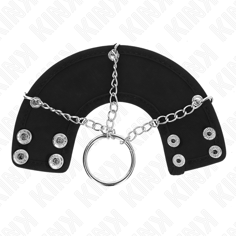 KINK - ANELLO PER PENE 4 CM CATENA 7 CM METALLO CON CINTURA IN PELLE