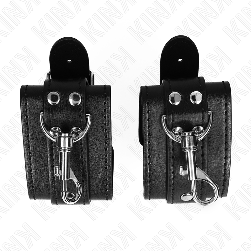 KINK - CINGHIE PER POLSI CON BLOCCAGGIO PER DUNGEON NERE REGOLABILI 21-28 CM X 5,5 CM