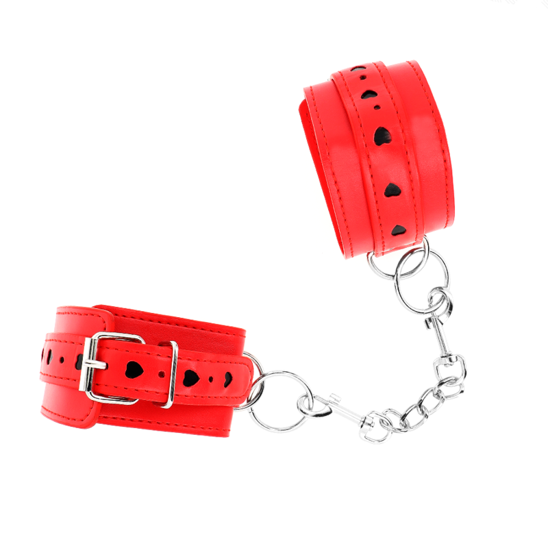 KINK - CINTURINI DA POLSO ROSSI CON INTARSIO A CUORE NERO REGOLABILI 21-28 CM X 5,5 CM