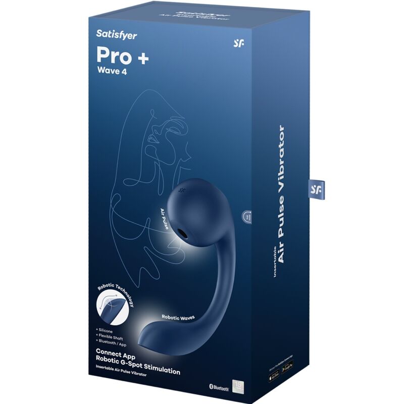 SATISFYER - PRO+ WAVE 4 STIMOLATORE PUNTO G E PULSE AD ARIA APP GRATUITA BLU SCURO