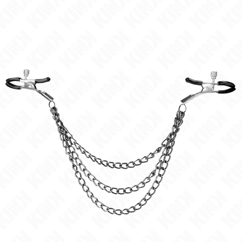 Morsetti per capezzoli con catene triple nere – 20/23/28 cm – KINK
