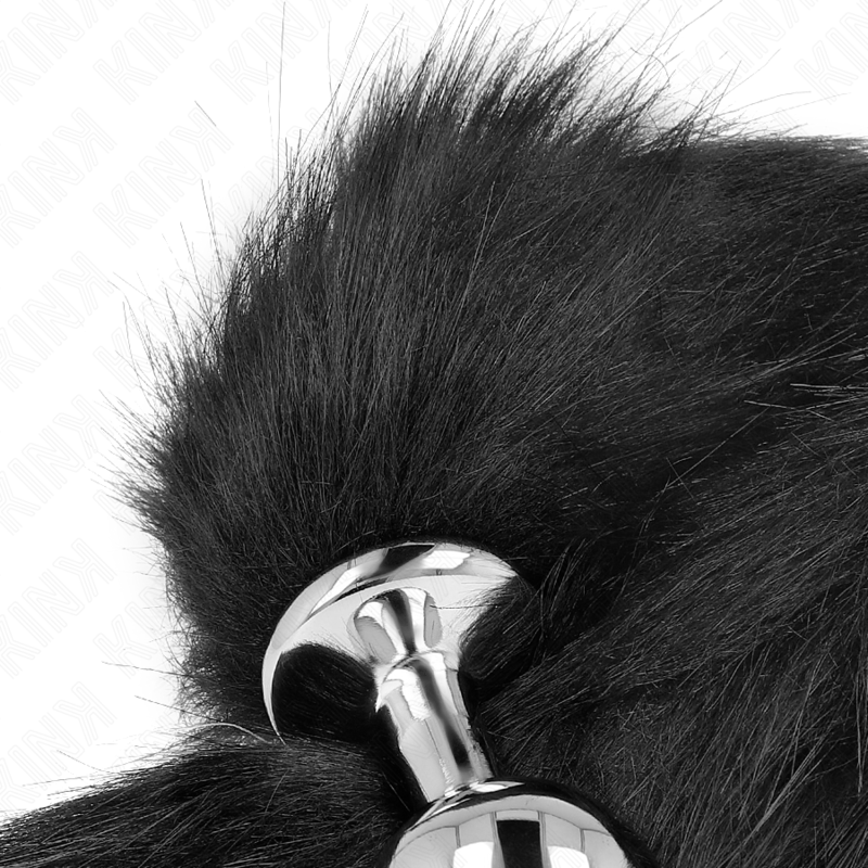 KINK - DIlatatore anale taglia M 8 x 3,5 cm con coda sintetica 40 cm nero