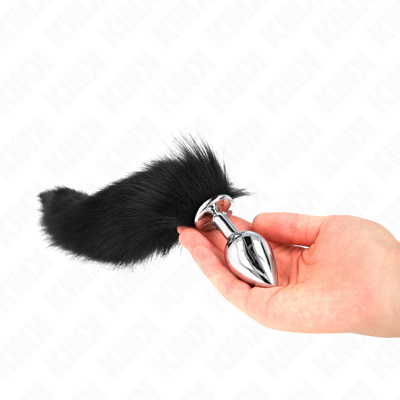KINK - DIlatatore anale taglia M 8 x 3,5 cm con coda sintetica 40 cm nero