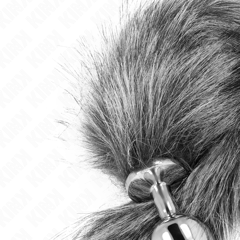 KINK - DIlatatore anale taglia M 8 x 3,5 cm con coda sintetica 40 cm grigio