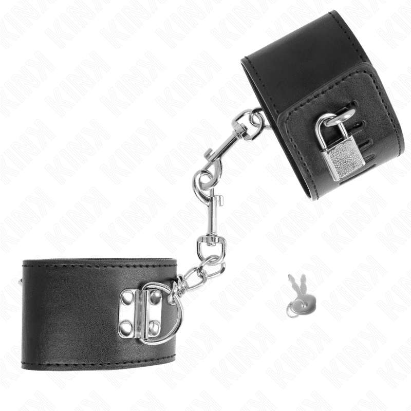 KINK - CINTURE PER POLSI CON CHIUSURA A LUCCHETTO NERE REGOLABILI 16-23 CM X 5,5 CM