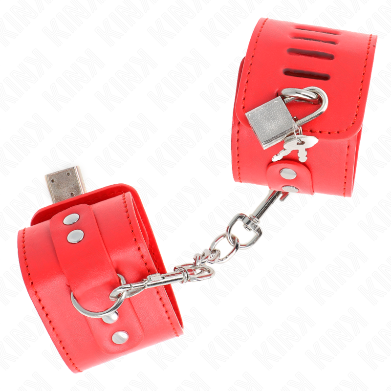KINK - CINTURE DA POLSO CON CHIUSURA A LUCCHETTO ROSSE REGOLABILI 16-23 CM X 5,5 CM